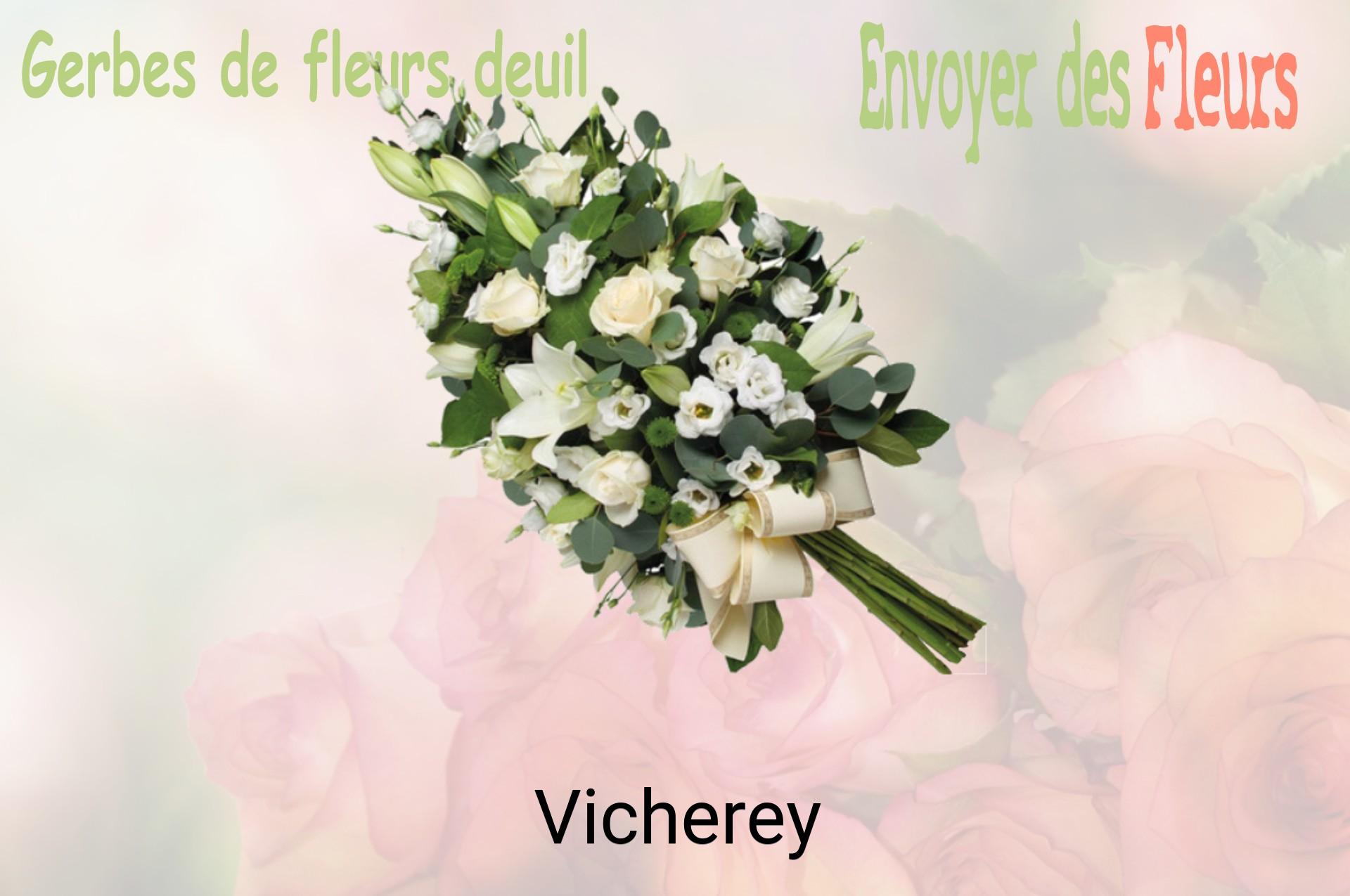 Gerbe de fleurs de deuil livrée à Vicherey